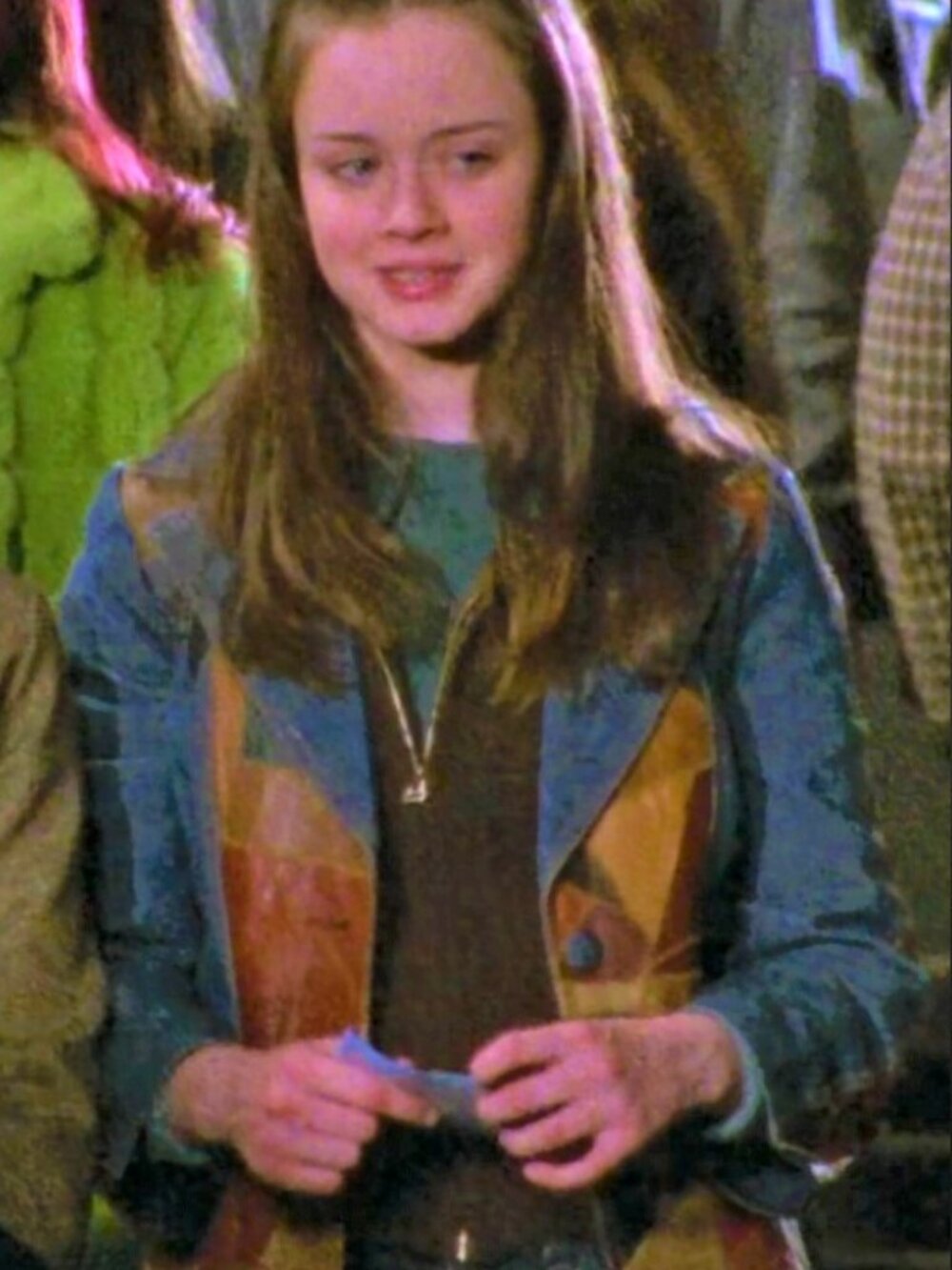 ASO Rory Gilmore Vtg Patchwork Leather & Denim Jacket L Gilmore Girls